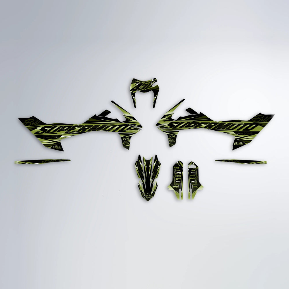 PHANTOM KTM SMC 690 graphics kit parts layout in Olive