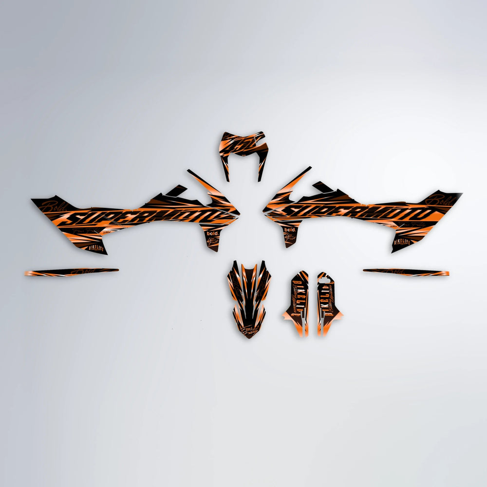 PHANTOM KTM SMC 690 graphics kit parts layout in Orange