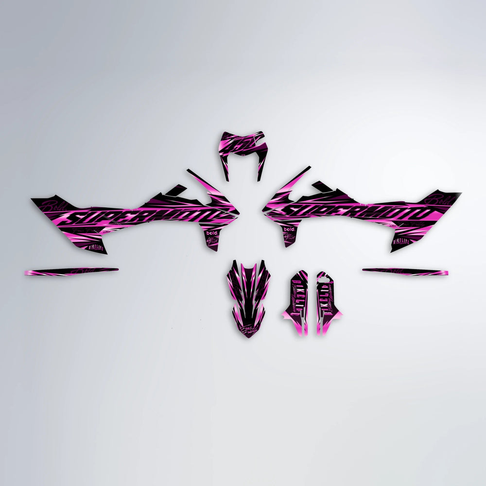 PHANTOM KTM SMC 690 graphics kit parts layout in Pink