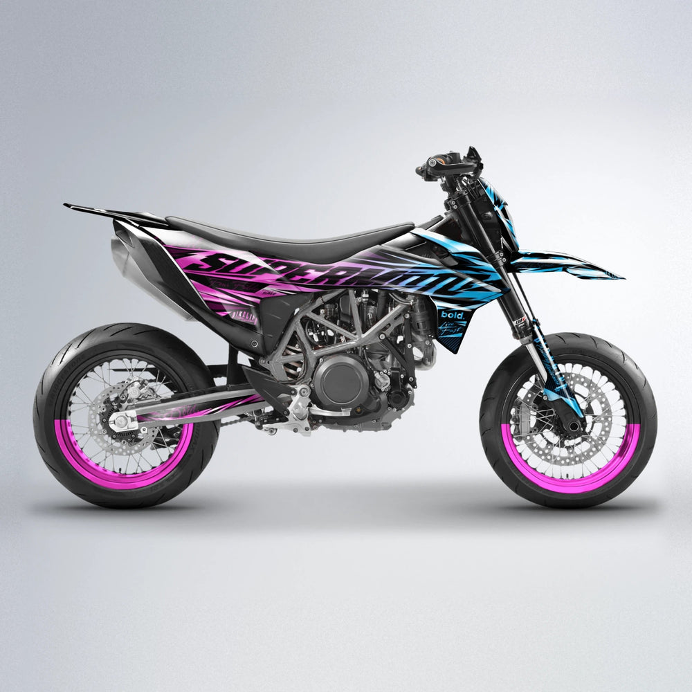 PHANTOM KTM SMC 690 supermoto graphics kit in Pink & Light Blue