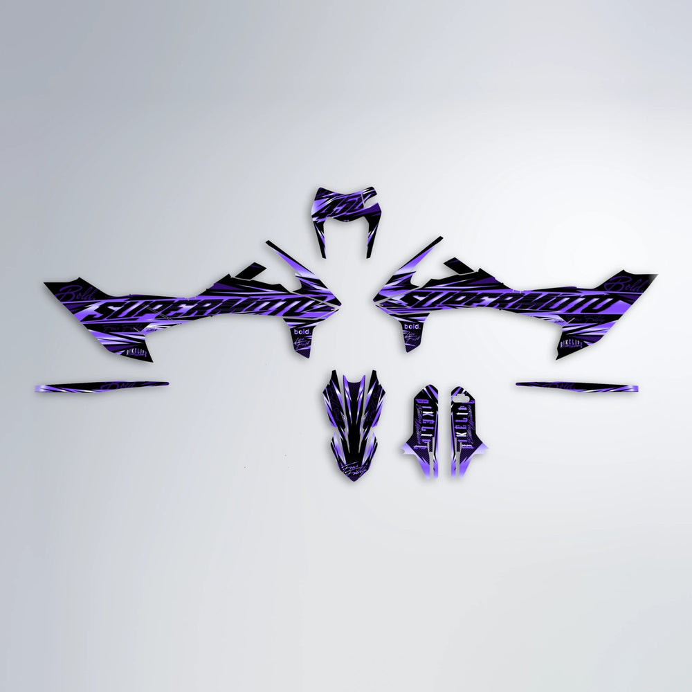 PHANTOM KTM SMC 690 graphics kit parts layout in Purple