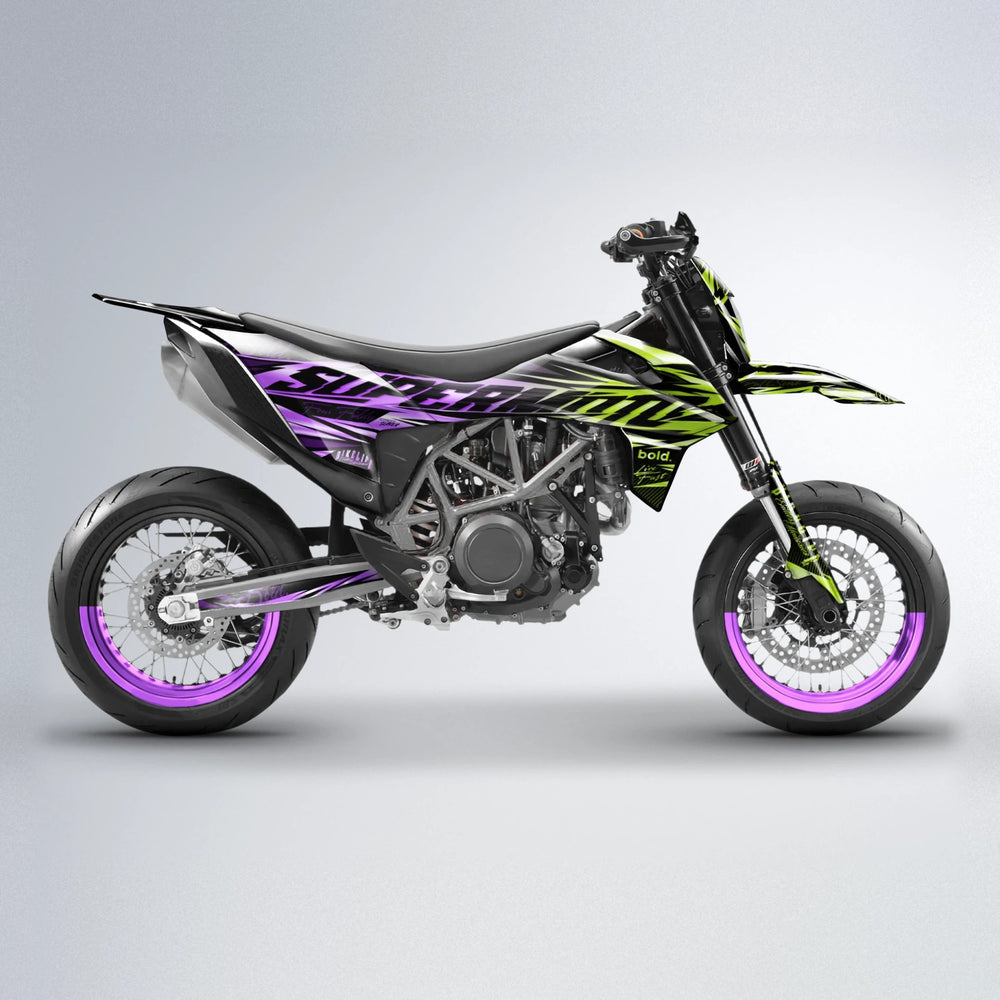 PHANTOM KTM SMC 690 supermoto graphics kit in Purple & Yellow
