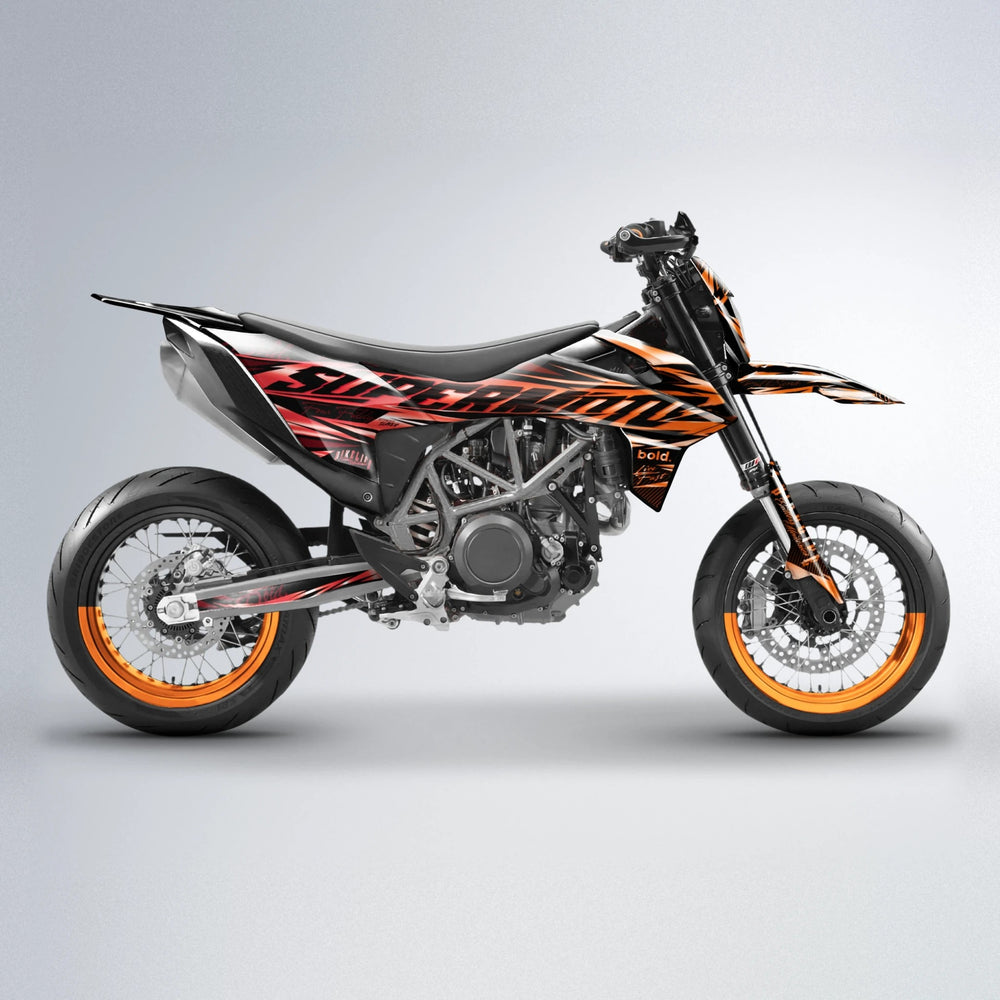 PHANTOM KTM SMC 690 supermoto graphics kit in Red & Orange