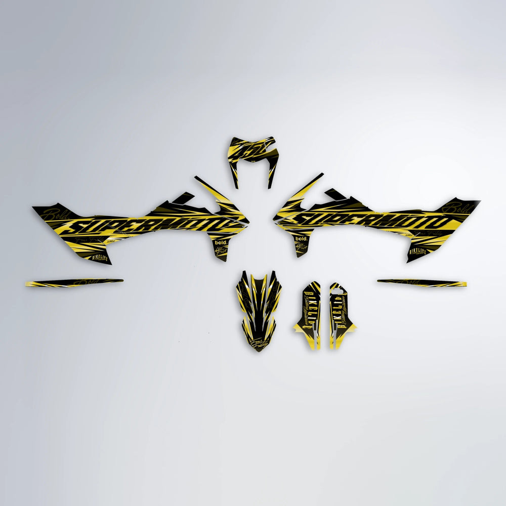 PHANTOM KTM SMC 690 graphics kit parts layout in Yellow