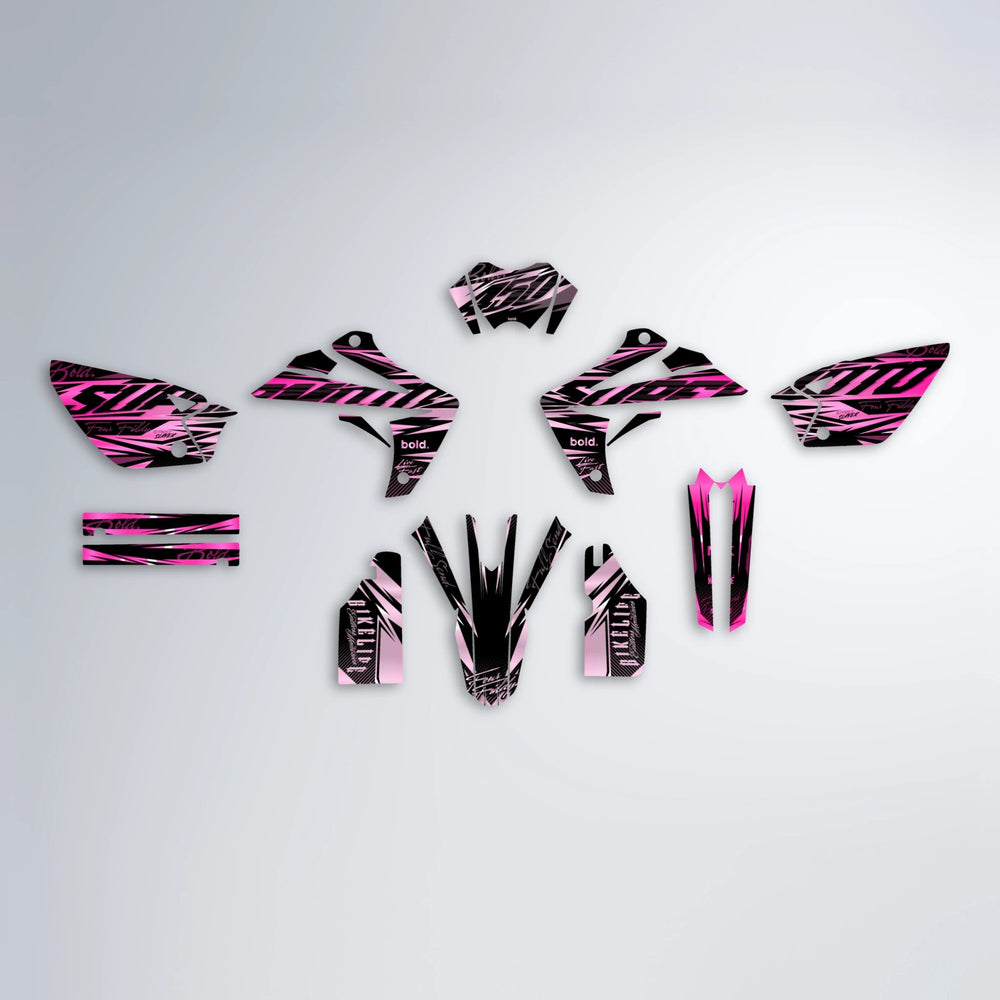 PHANTOM Rieju MRT graphics kit parts layout in Flamingo
