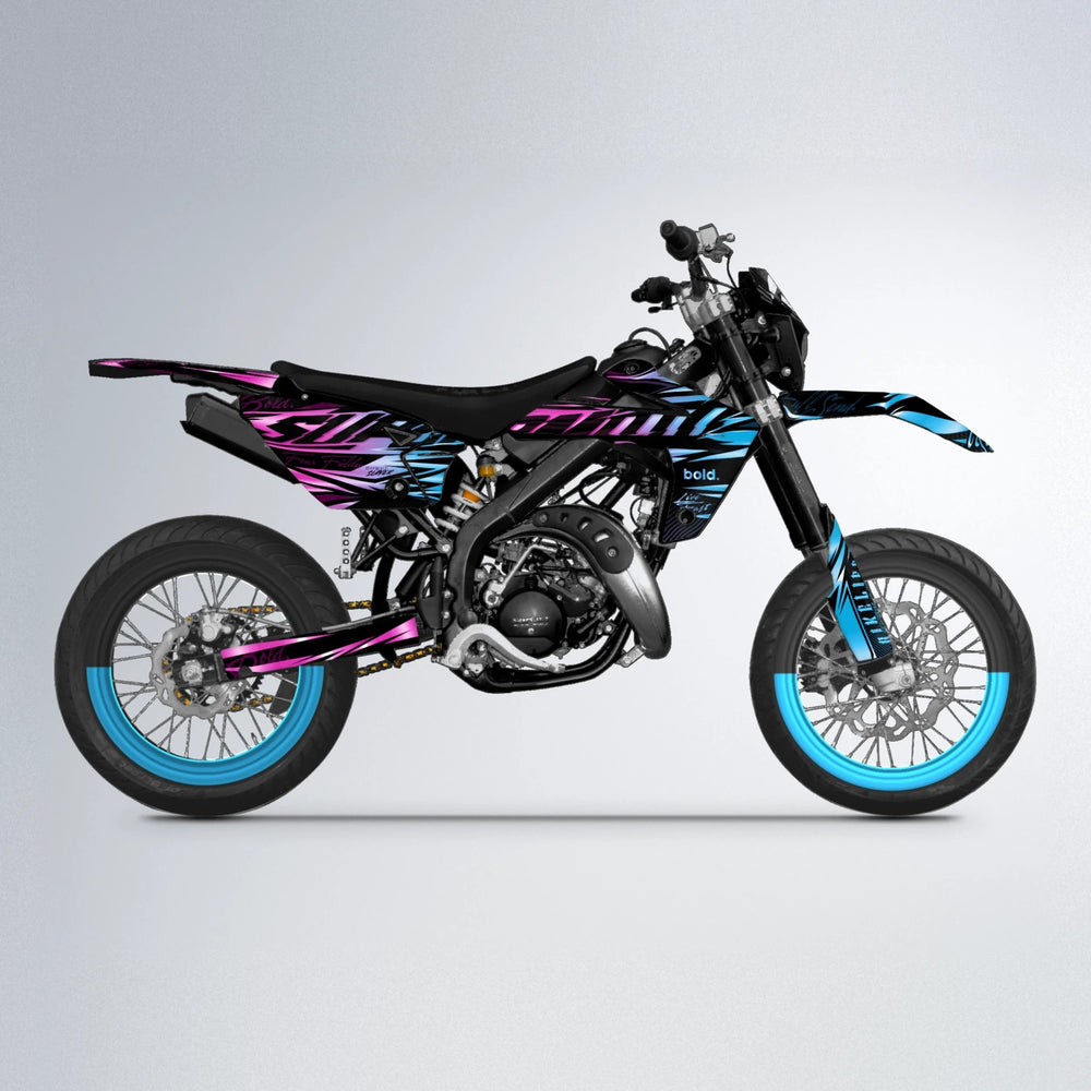 PHANTOM Rieju MRT supermoto graphics kit in Pink & Light Blue