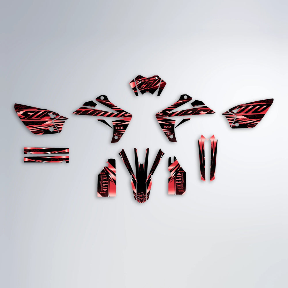 PHANTOM Rieju MRT graphics kit parts layout in Red