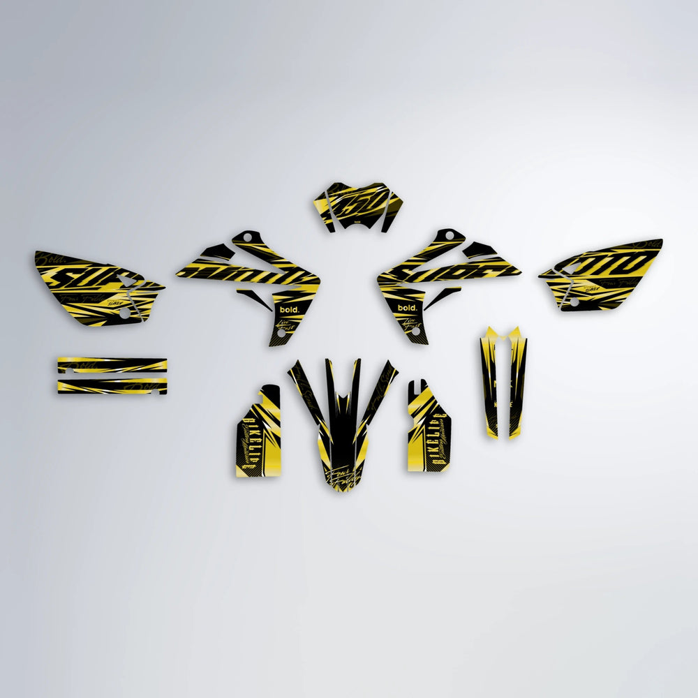 PHANTOM Rieju MRT graphics kit parts layout in Yellow