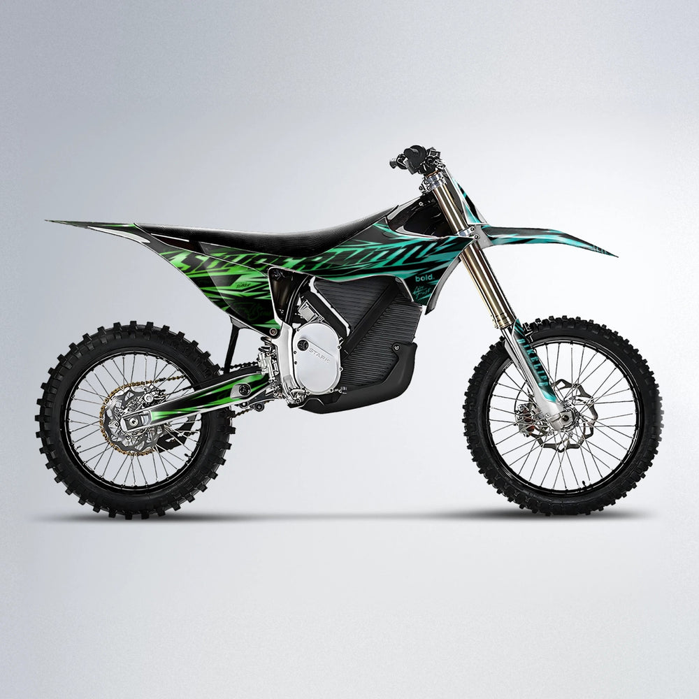 PHANTOM Stark Varg MX motocross graphics kit in Cyan & Green