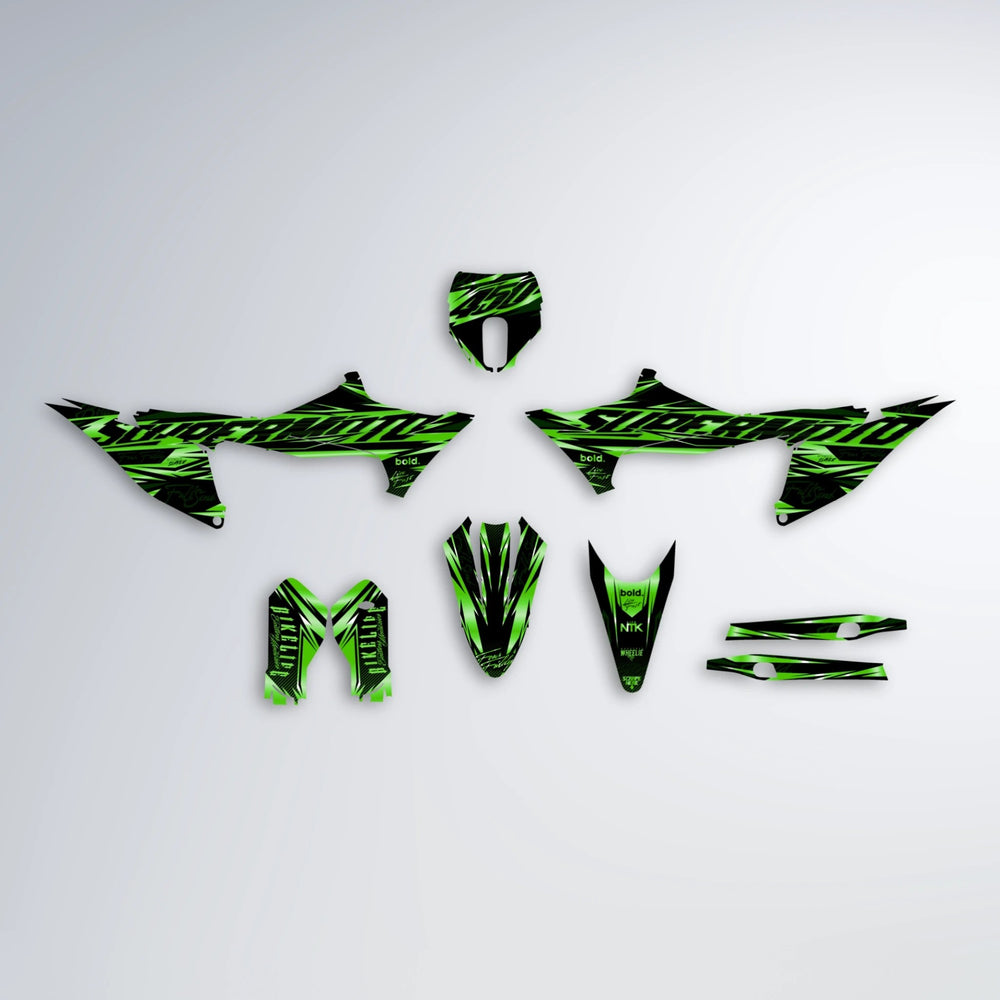 PHANTOM Stark Varg SM graphics kit parts layout in Green