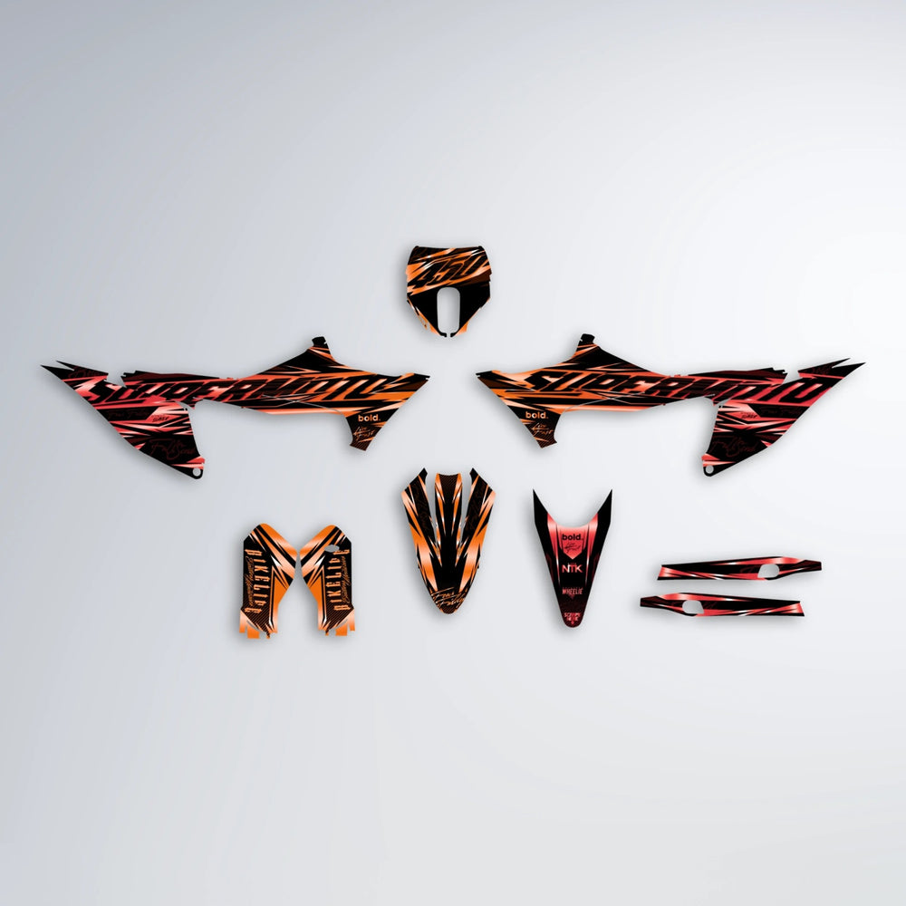 PHANTOM Stark Varg SM graphics kit parts layout in Red & Orange