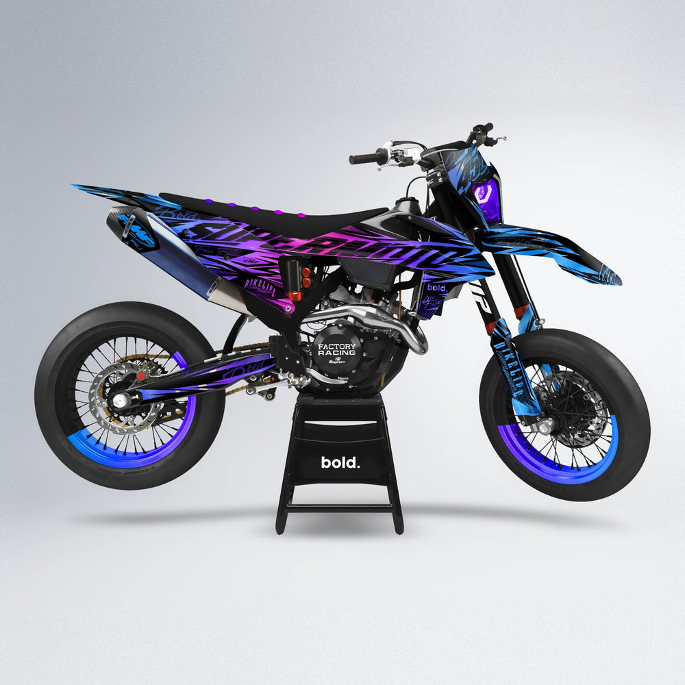 PHANTOM supermoto graphics kit in Blue Purple Fade