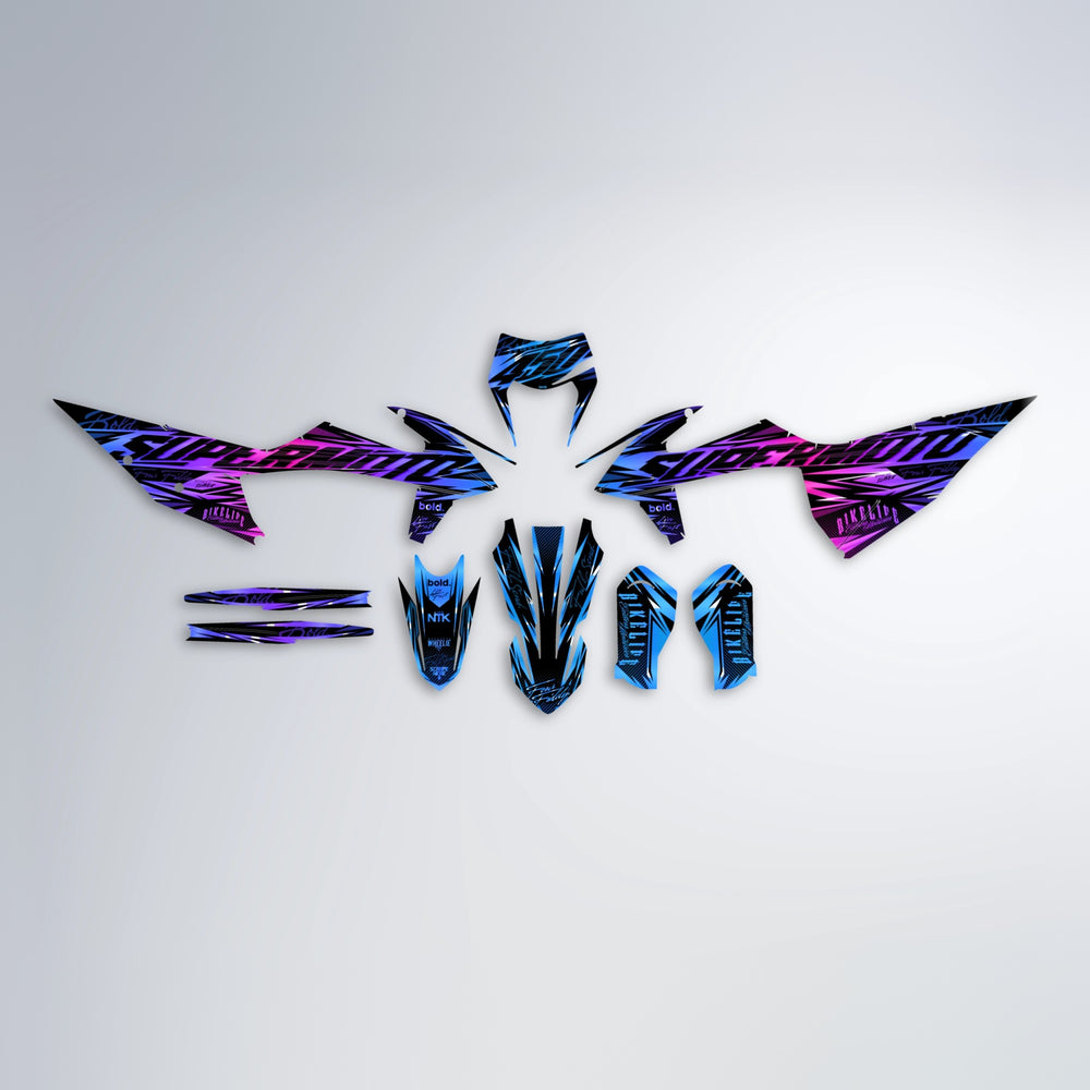 PHANTOM graphics kit parts layout in Blue Purple Fade