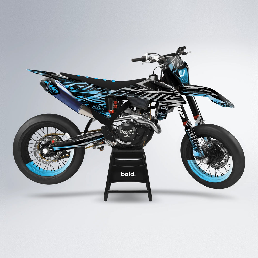 PHANTOM supermoto graphics kit in Light Blue & White