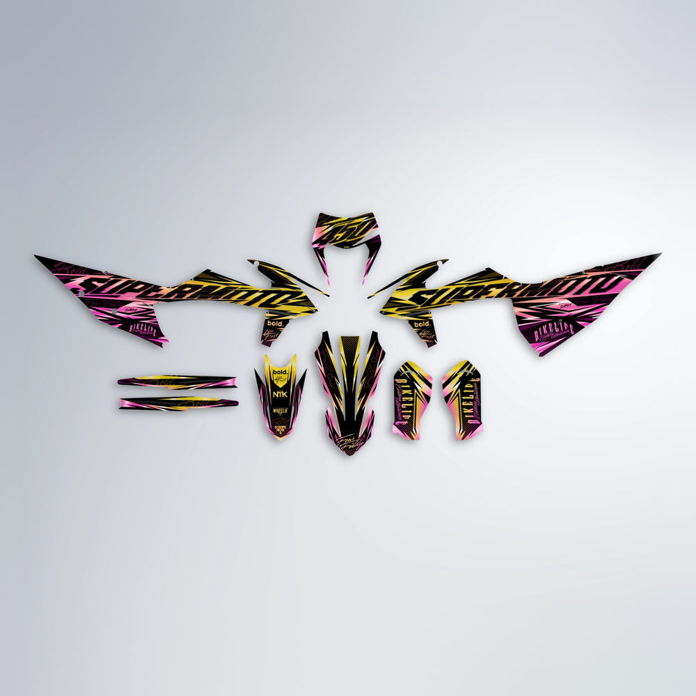 PHANTOM graphics kit parts layout in Pink & Yellow