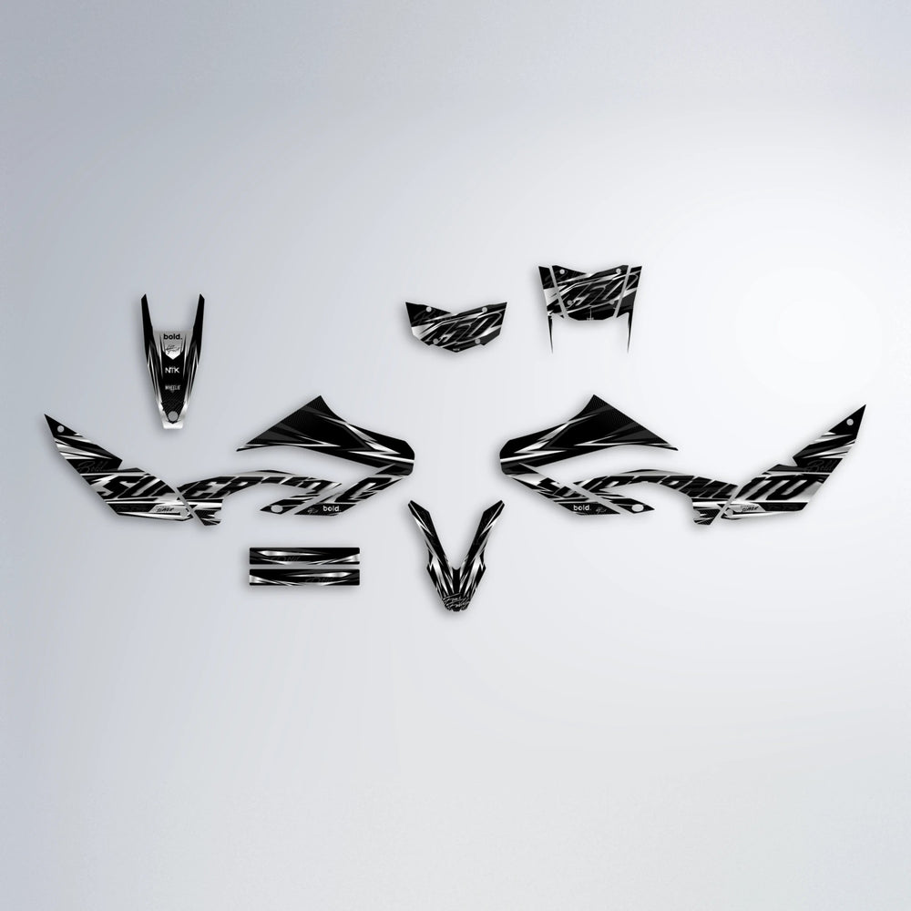 PHANTOM Yamaha WR 125X graphics kit parts layout in Black
