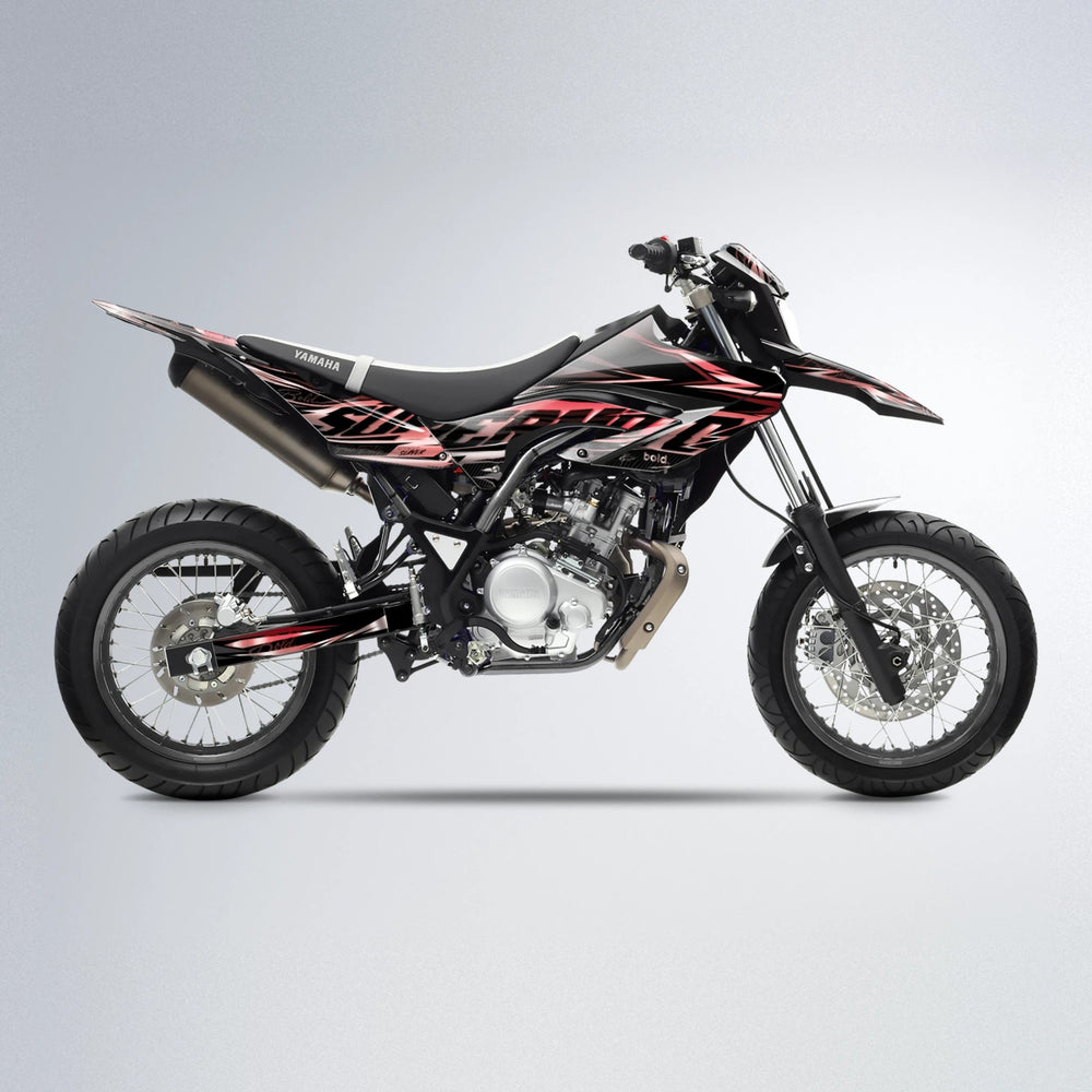 PHANTOM Yamaha WR 125X supermoto graphics kit in Black & Red