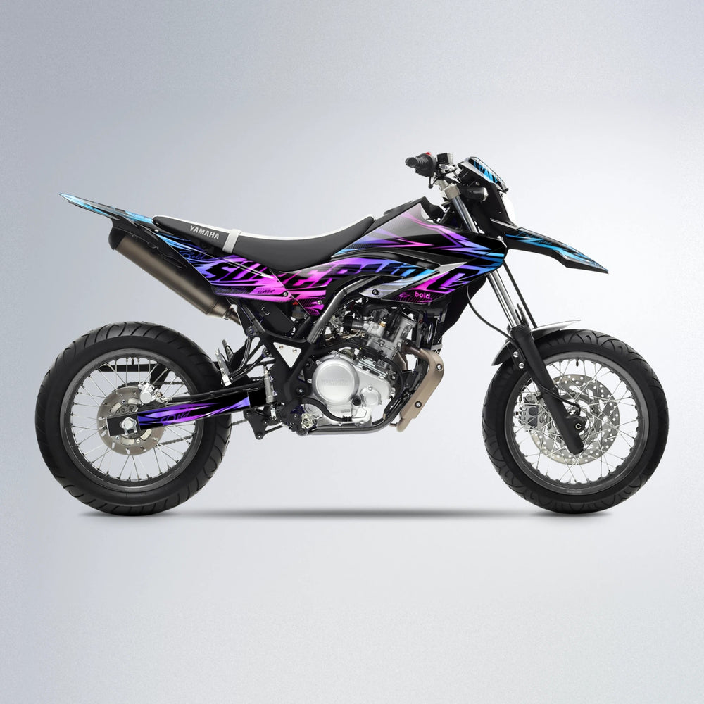 PHANTOM Yamaha WR 125X supermoto graphics kit in Blue Purple Fade