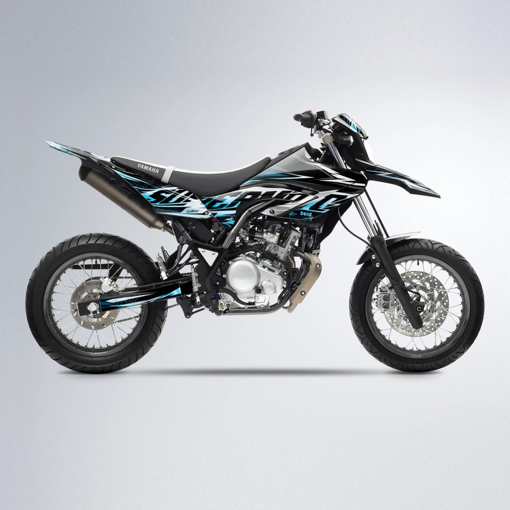 PHANTOM Yamaha WR 125X supermoto graphics kit in Light Blue & White