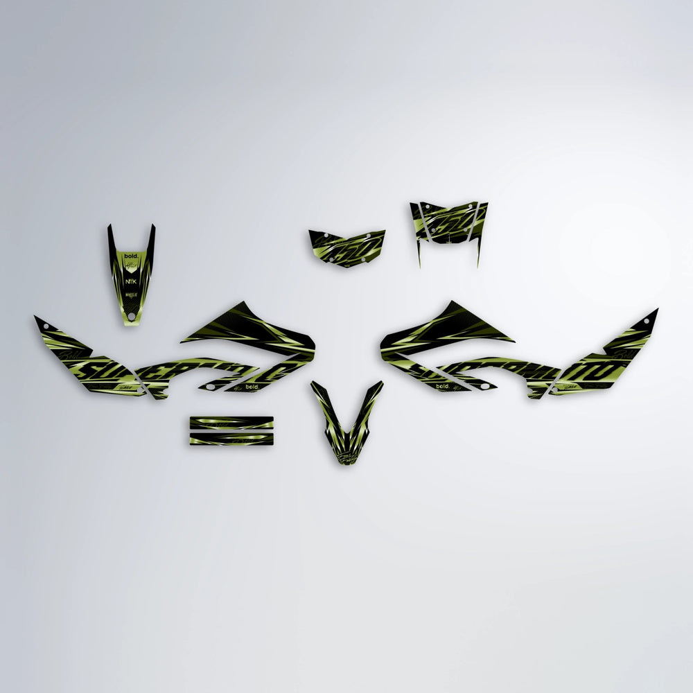 PHANTOM Yamaha WR 125X graphics kit parts layout in Olive