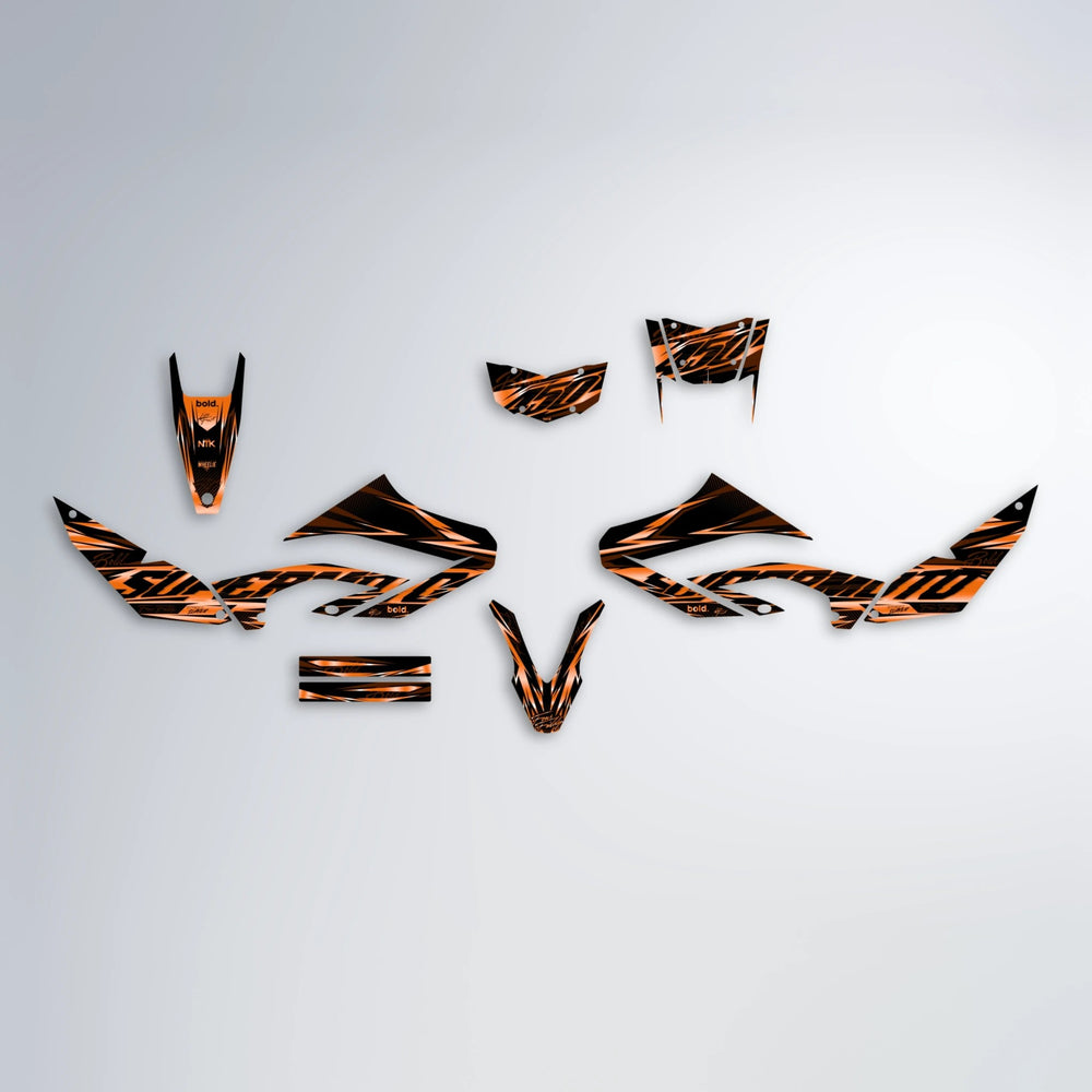 PHANTOM Yamaha WR 125X graphics kit parts layout in Orange