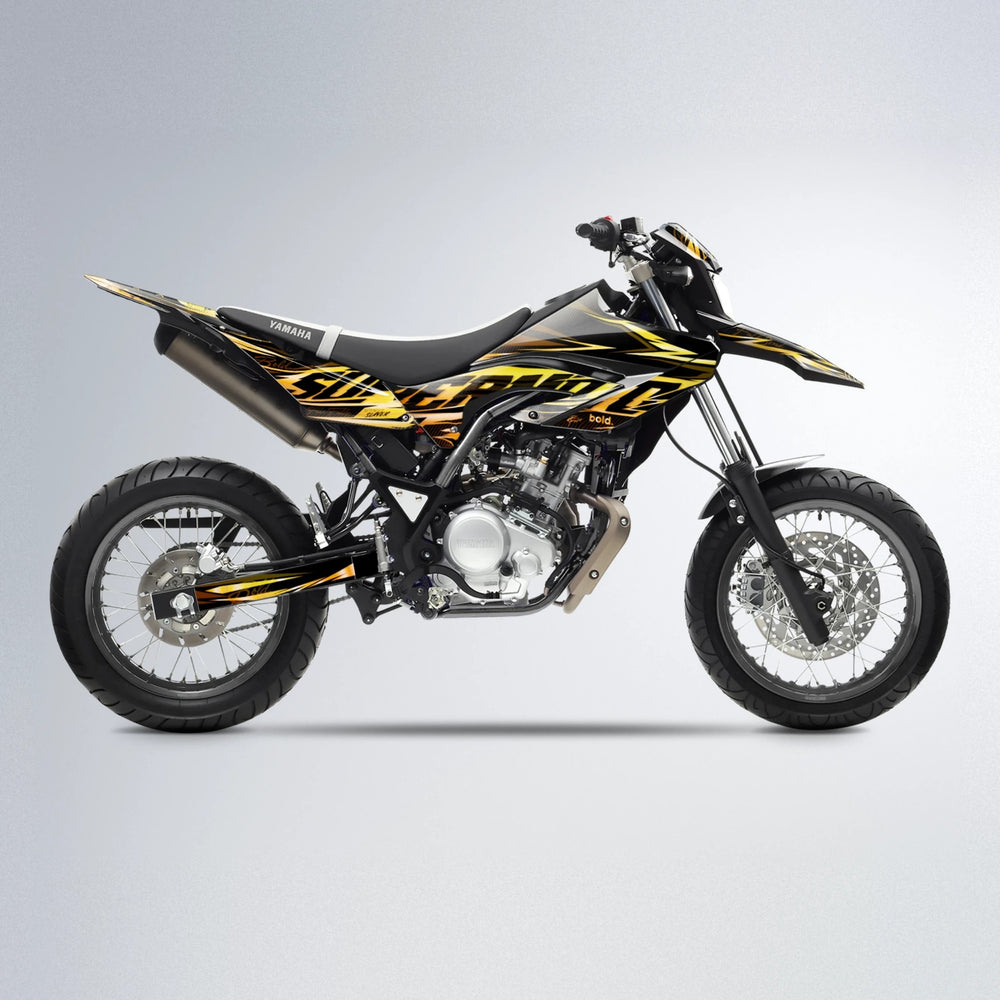 PHANTOM Yamaha WR 125X supermoto graphics kit in Orange & Yellow