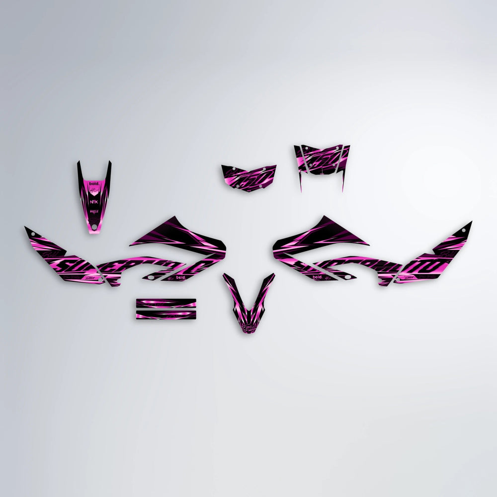 PHANTOM Yamaha WR 125X graphics kit parts layout in Pink