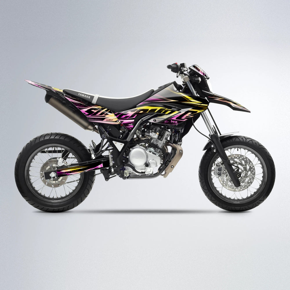 PHANTOM Yamaha WR 125X supermoto graphics kit in Pink & Yellow