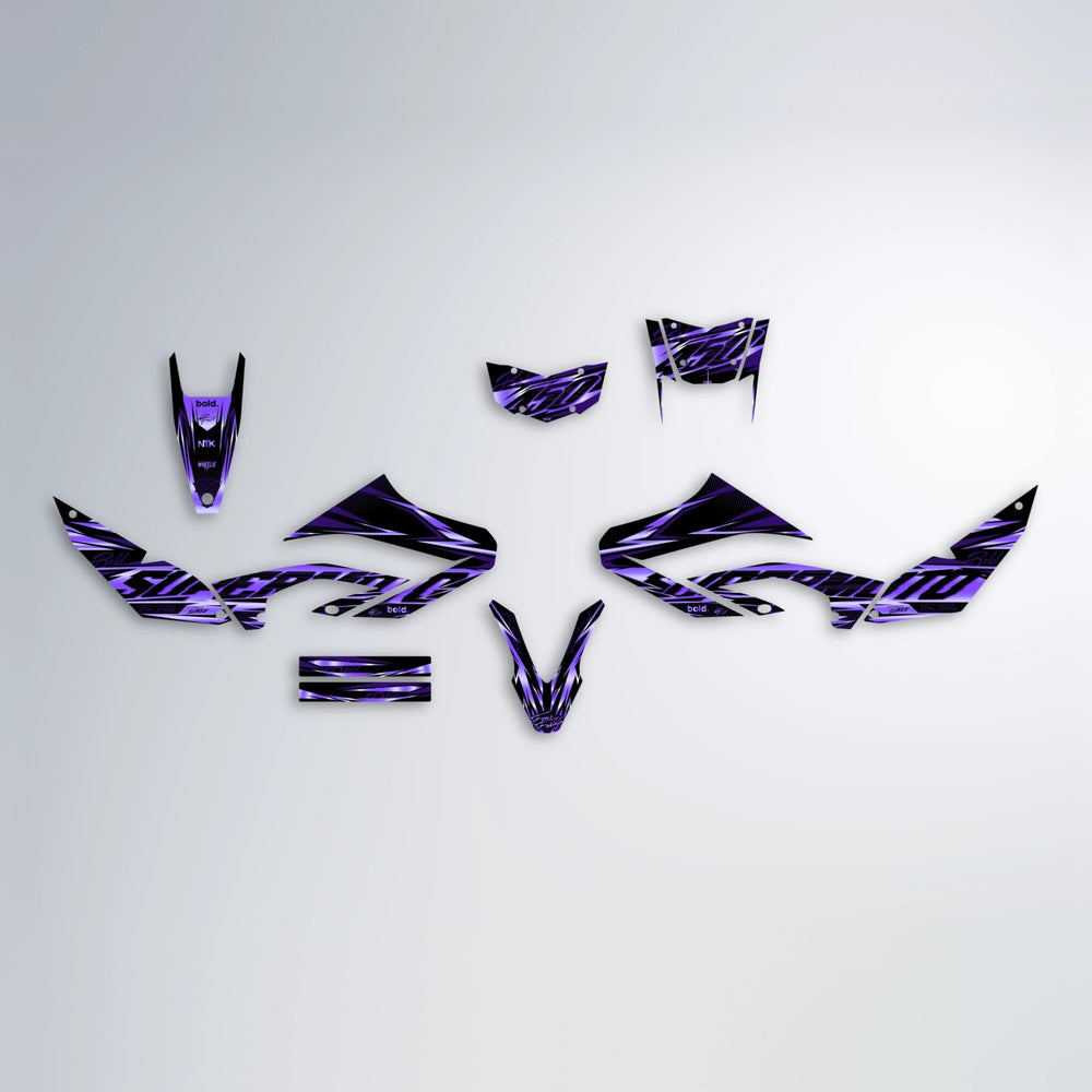 PHANTOM Yamaha WR 125X graphics kit parts layout in Purple