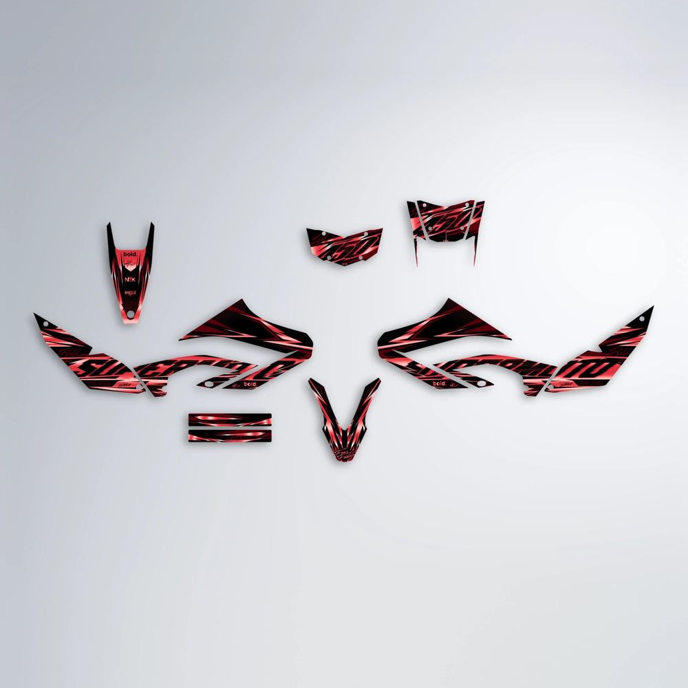 PHANTOM Yamaha WR 125X graphics kit parts layout in Red