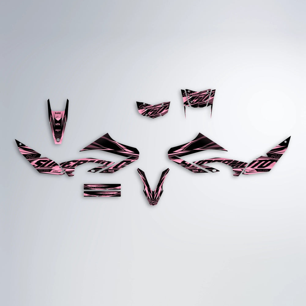PHANTOM Yamaha WR 125X graphics kit parts layout in Sakura Pink