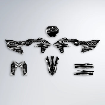 PHANTOM Yamaha YZF MX graphics kit parts layout in Black