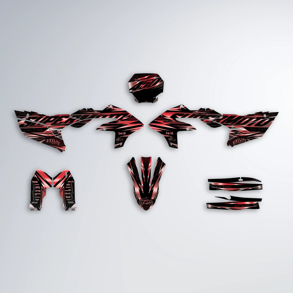 PHANTOM Yamaha YZF MX graphics kit parts layout in Black & Red
