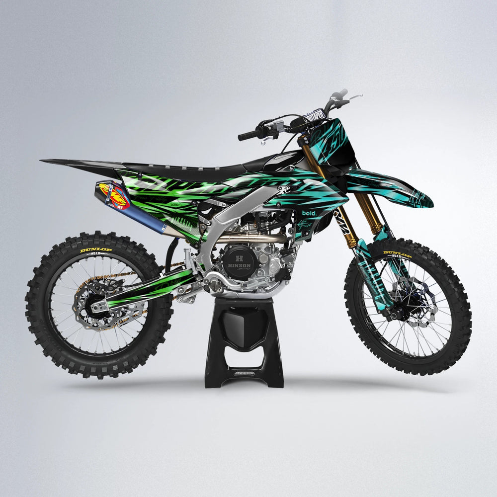 PHANTOM Yamaha YZF MX motocross graphics kit in Cyan & Green