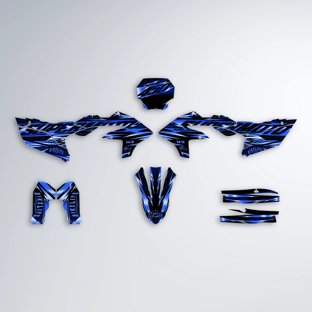 PHANTOM Yamaha YZF SM graphics kit parts layout in Blue