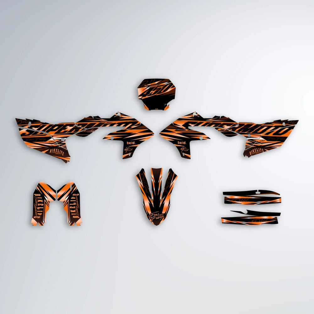 PHANTOM Yamaha YZF SM graphics kit parts layout in Orange