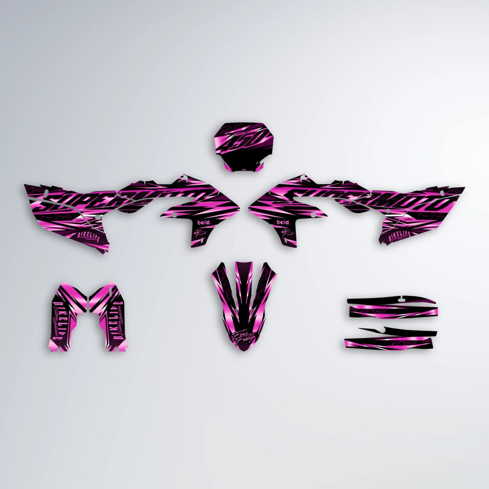 PHANTOM Yamaha YZF SM graphics kit parts layout in Pink