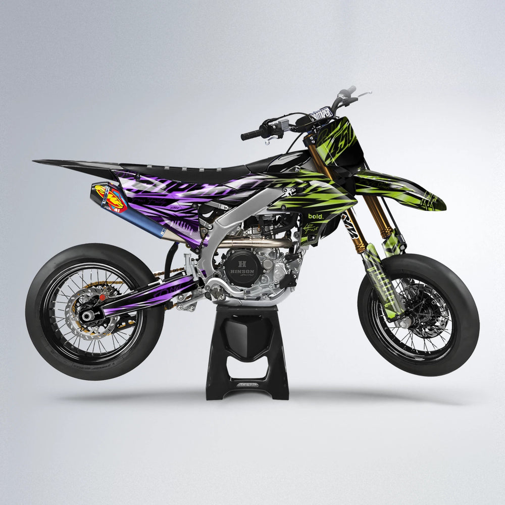 PHANTOM Yamaha YZF SM supermoto graphics kit in Purple & Yellow
