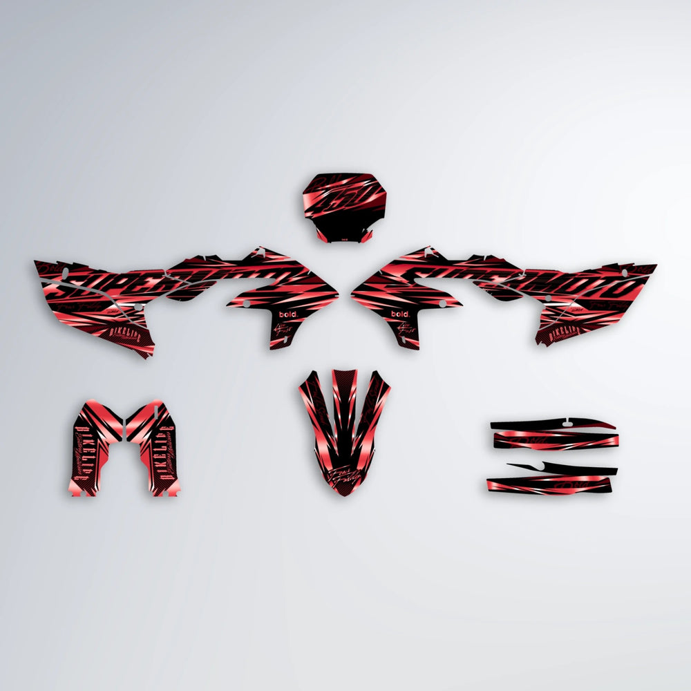 PHANTOM Yamaha YZF SM graphics kit parts layout in Red