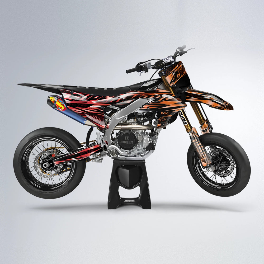 PHANTOM Yamaha YZF SM supermoto graphics kit in Red & Orange