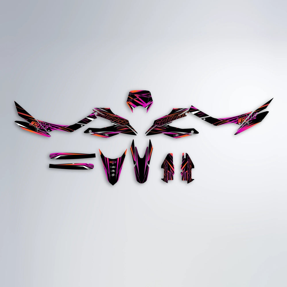 PRESENCE Aprilia SX 125 graphics kit parts layout in Pink