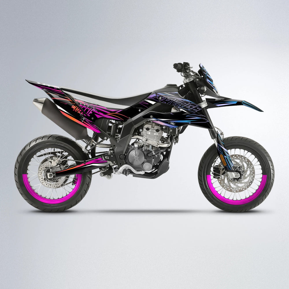 PRESENCE Aprilia SX 125 supermoto graphics kit in Pink & Light Blue