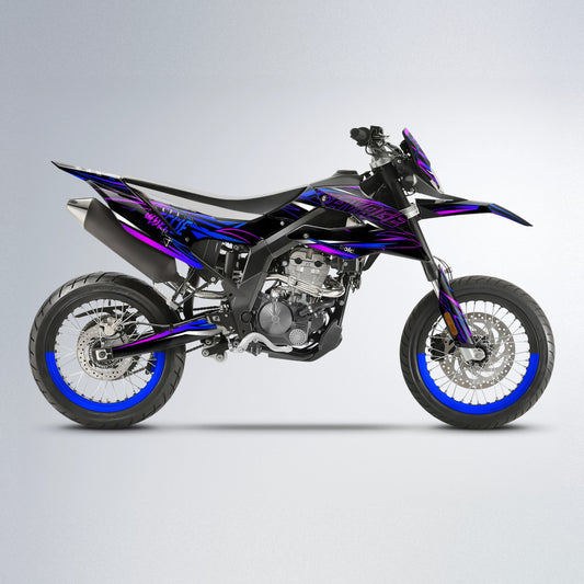 PRESENCE Aprilia SX 125 supermoto graphics kit in Purple & Blue