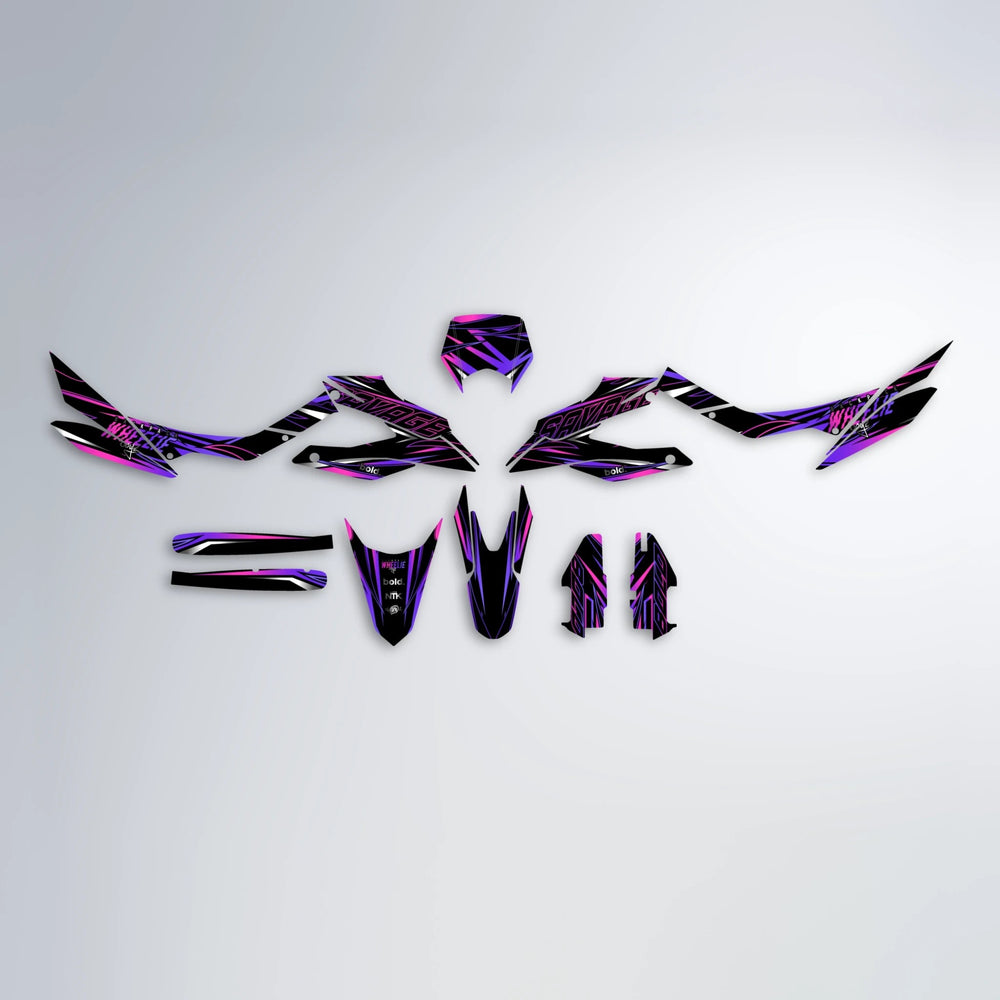 PRESENCE Aprilia SX 125 graphics kit parts layout in Purple