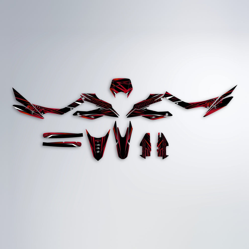 PRESENCE Aprilia SX 125 graphics kit parts layout in Red