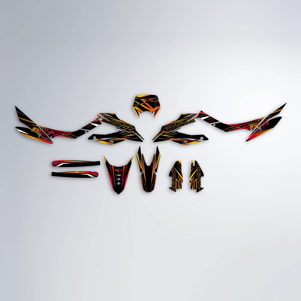 PRESENCE Aprilia SX 125 graphics kit parts layout in Red & Orange