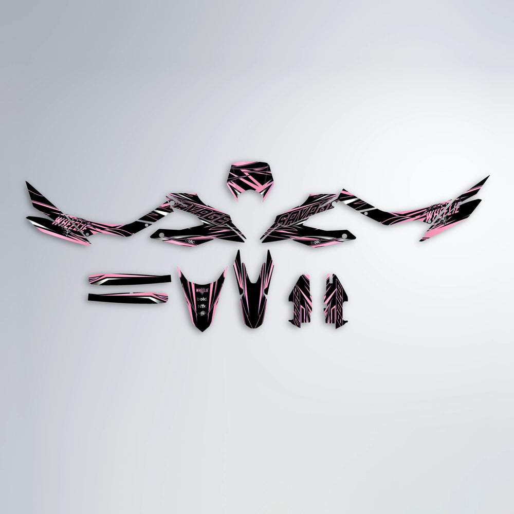 PRESENCE Aprilia SX 125 graphics kit parts layout in Sakura Pink