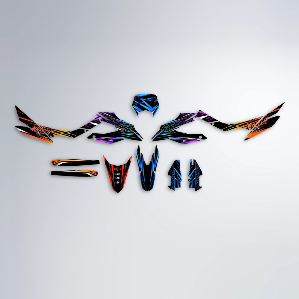 PRESENCE Aprilia SX 125 graphics kit parts layout in Sunset Fade