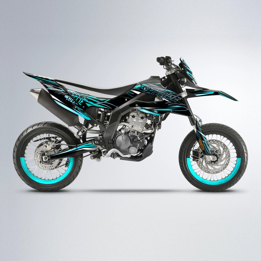 PRESENCE Aprilia SX 125 supermoto graphics kit in Teal