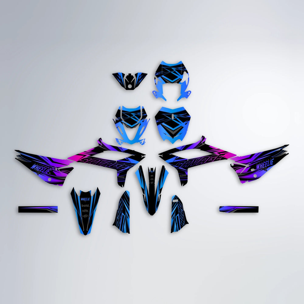 PRESENCE Beta graphics kit parts layout in Blue Purple Fade